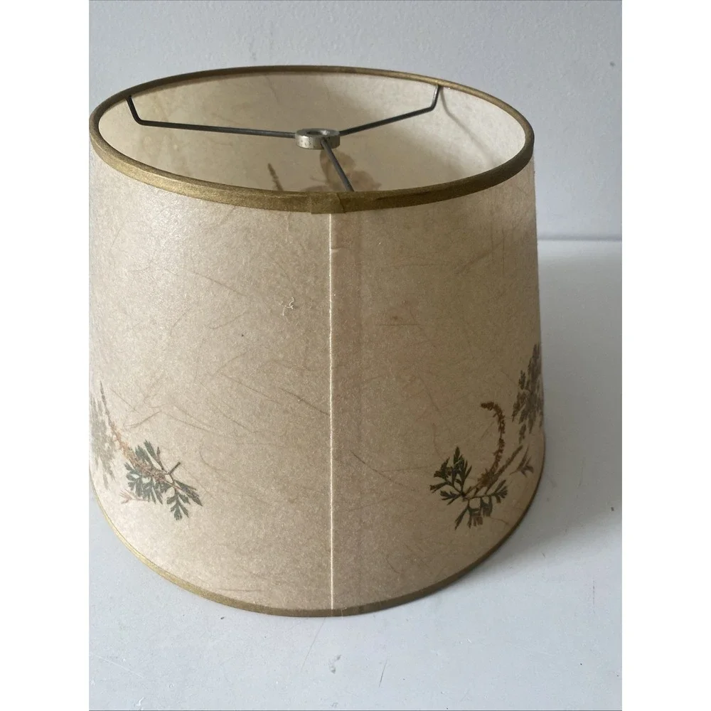 Vtg. Botanical Lamp Shade Dried Pressed Flowers/Leaves/ Butterfly Boho Farmhouse